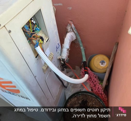 יחידת מיזוג אוויר עם חוטים חשופים